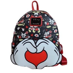 Loungefly Mickey & Minnie Mouse Heart Hands Mini Backpack